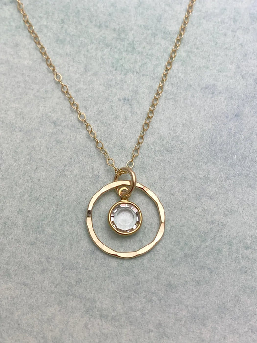 Orbit Birthstone Necklace – 14k Gold Filled Circle Pendant