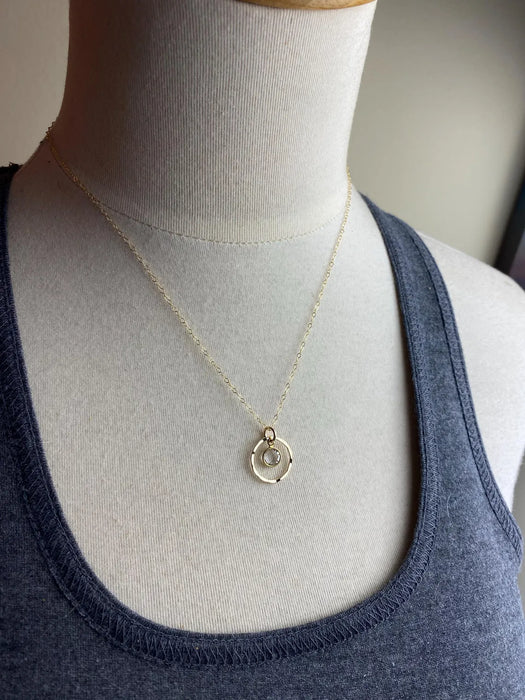 Orbit Birthstone Necklace – 14k Gold Filled Circle Pendant