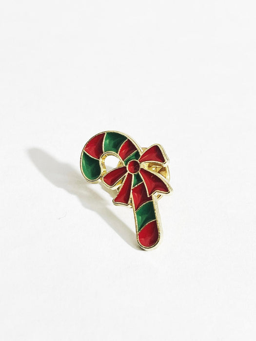 Candy Cane Enamel Pin – Christmas Holiday Santa Accessory