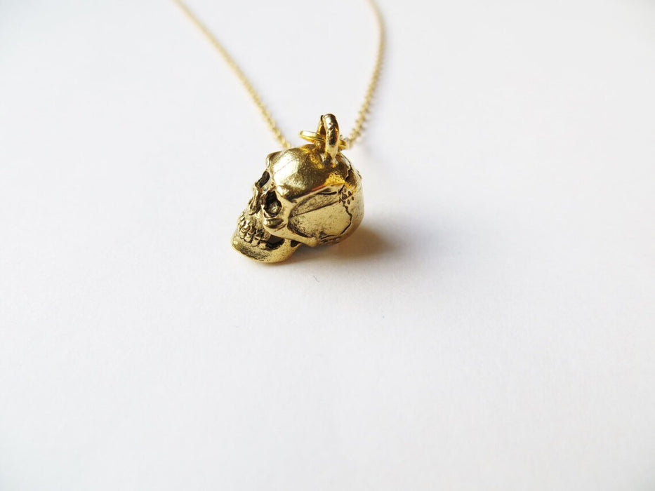 Tiny Gold Skull Necklace – 14k Gold Filled on 16" Chain