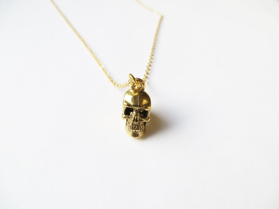 Tiny Gold Skull Necklace – 14k Gold Filled on 16" Chain