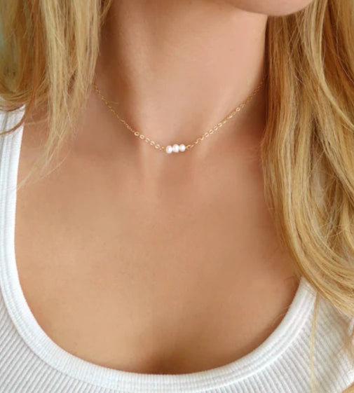 Single Freshwater Pearl Choker – Sterling Silver or 14k Gold Filled