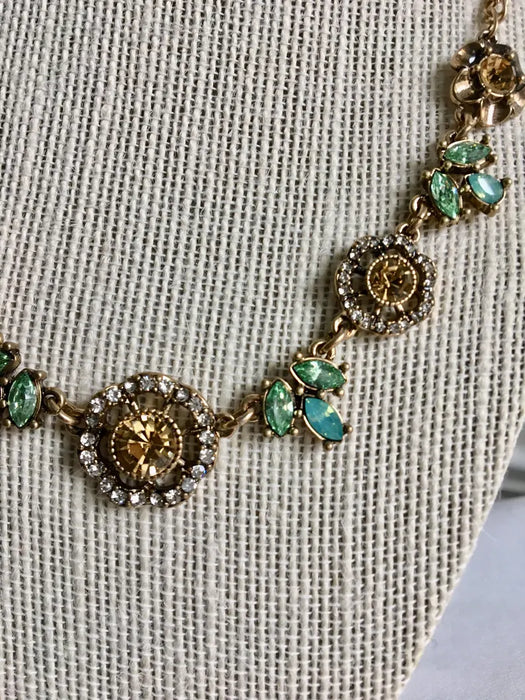 Jasmine Bridal Statement Necklace | Crystal & Brass Necklace