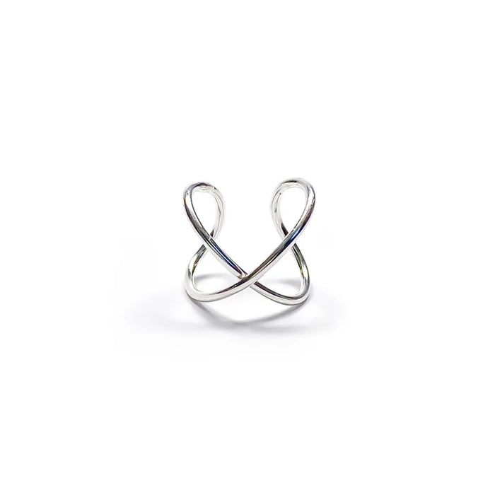 Solid Sterling Silver Criss Cross Ear Cuff – 10mm Minimalist Non-Pierced Conch Wrap