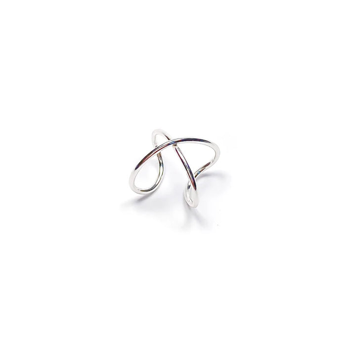 Solid Sterling Silver Criss Cross Ear Cuff – 10mm Minimalist Non-Pierced Conch Wrap