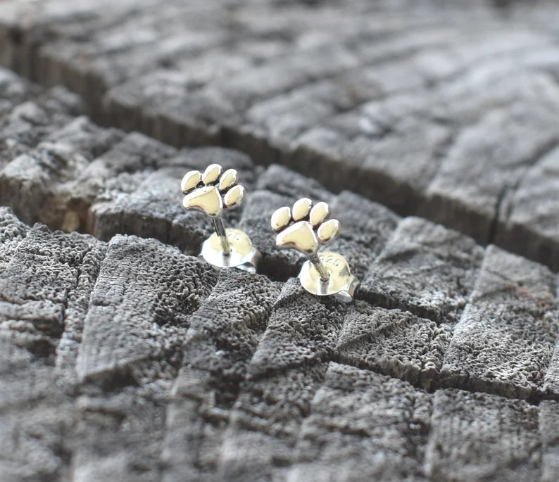 Sterling Silver Paw Stud Earrings – Pet Lover Dog Jewelry Gift