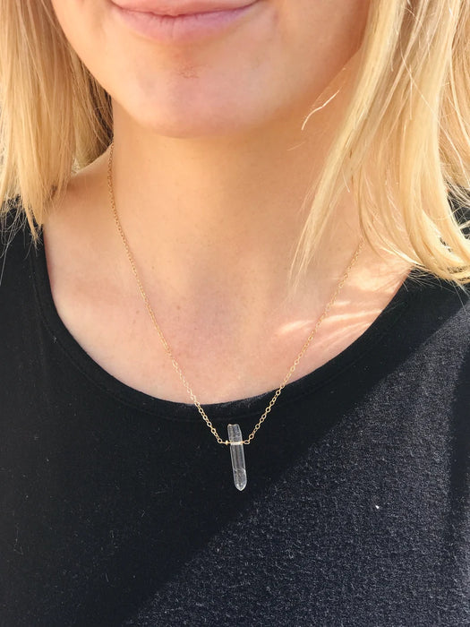 Single Quartz Crystal Necklace – Gold Filled, Wire Wrapped, Choose Your Length, Made to Order