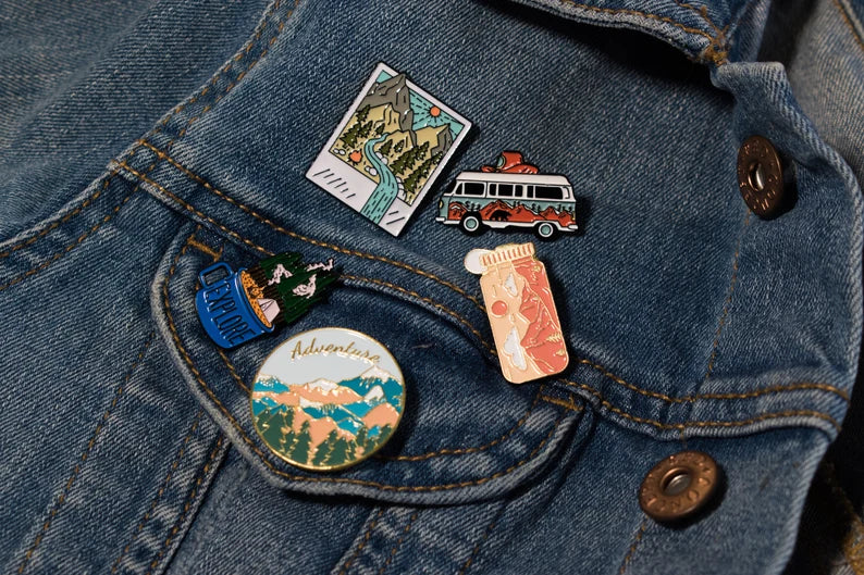 Outdoor Adventure Enamel Pin – Mountain Landscape Pin