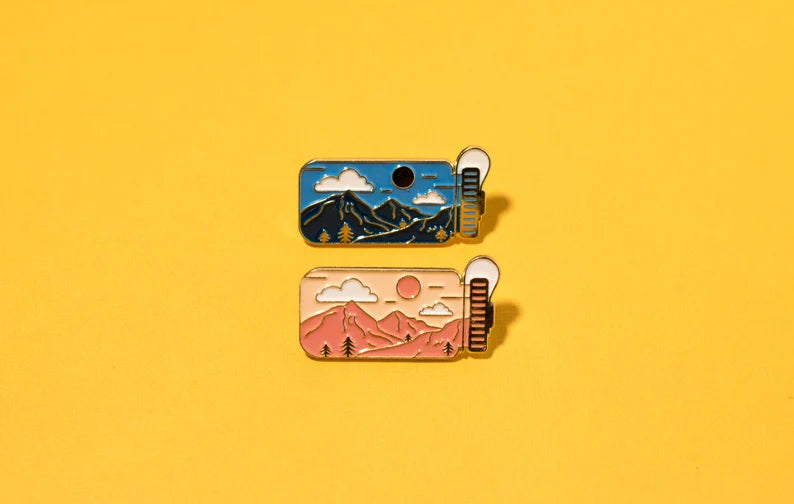 Outdoor Adventure Enamel Pin – Mountain Landscape Pin