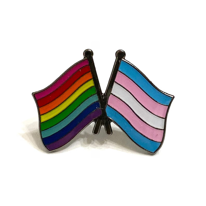 Rainbow & Transgender Pride Double Flag Enamel Pin – LGBTQ+ Support Accessory
