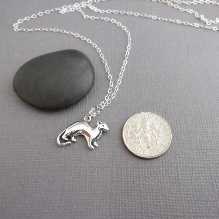 Tiny Ferret Necklace – Sterling Silver Pet Charm on 16" Chain