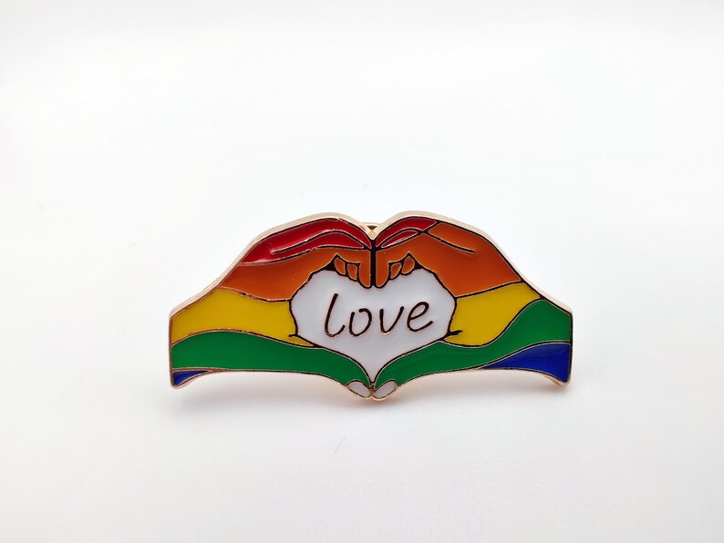 Love Hands Rainbow Enamel Pin – Heart-Shaped Pride & Allyship Accessory