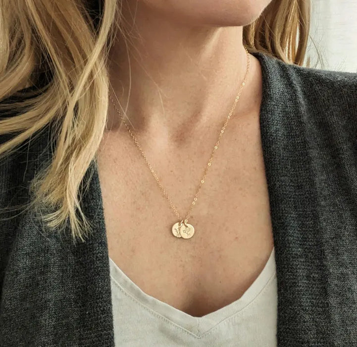 Birth Flower Necklace | Hand Stamped | Sterling Silver