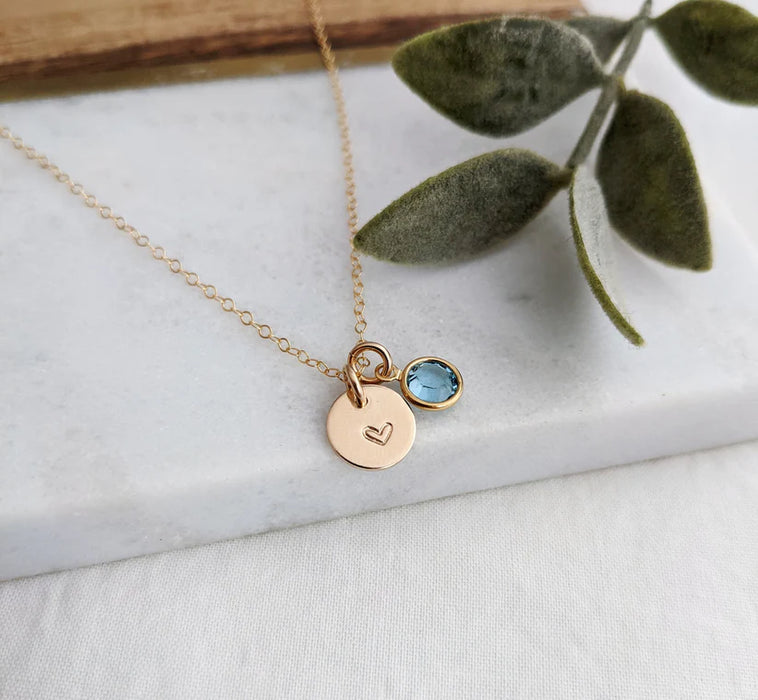 Mom Heart & Birthstone Necklace – Personalized Family Necklace