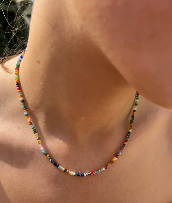 Rainbow Seed Bead Choker Necklace