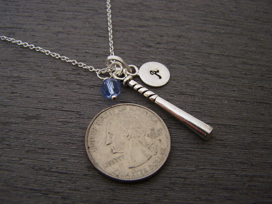 Personalized Softball Bat Sterling Silver Necklace