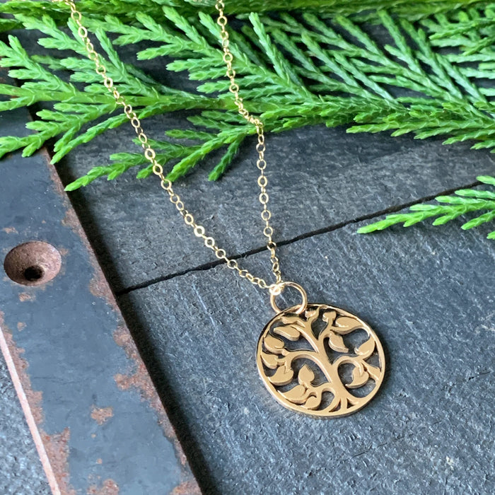 Tree of Life Necklace – Bronze Pendant on 18" Gold Filled Chain