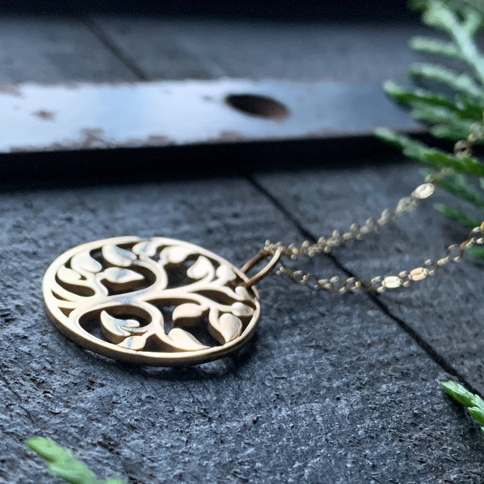 Tree of Life Necklace – Bronze Pendant on 18" Gold Filled Chain