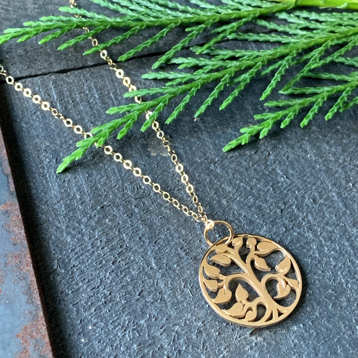Tree of Life Necklace – Bronze Pendant on 18" Gold Filled Chain