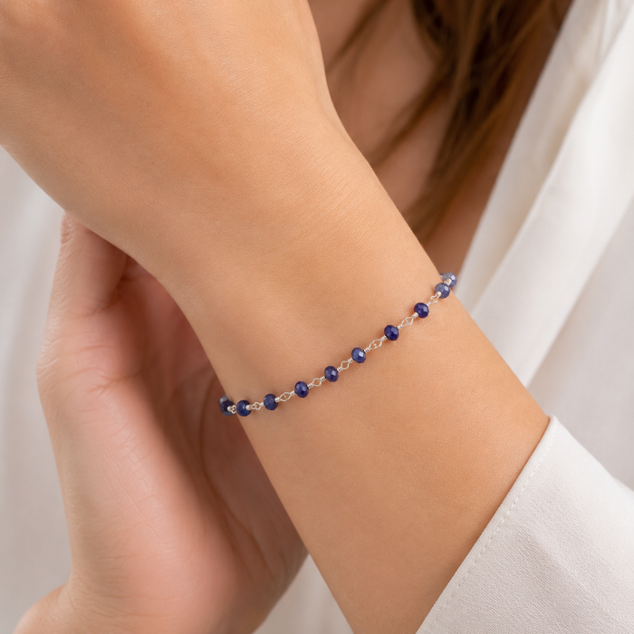 Iolite Wire Wrapped Sterling Silver Bracelet