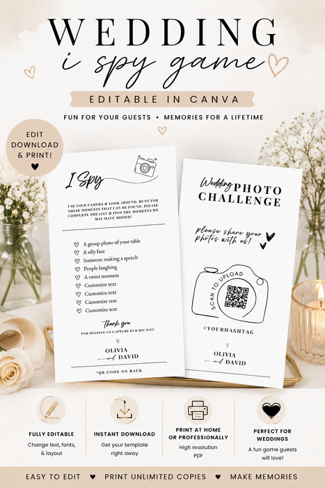 Wedding I Spy Game Template | Wedding Photo Challenge