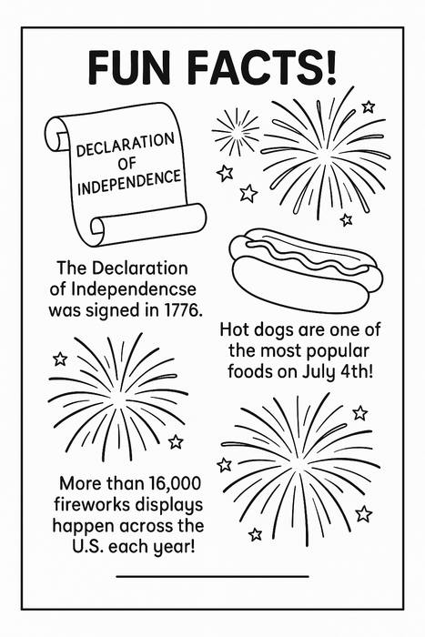 July 4th Educational Coloring & Activity Book for Kids