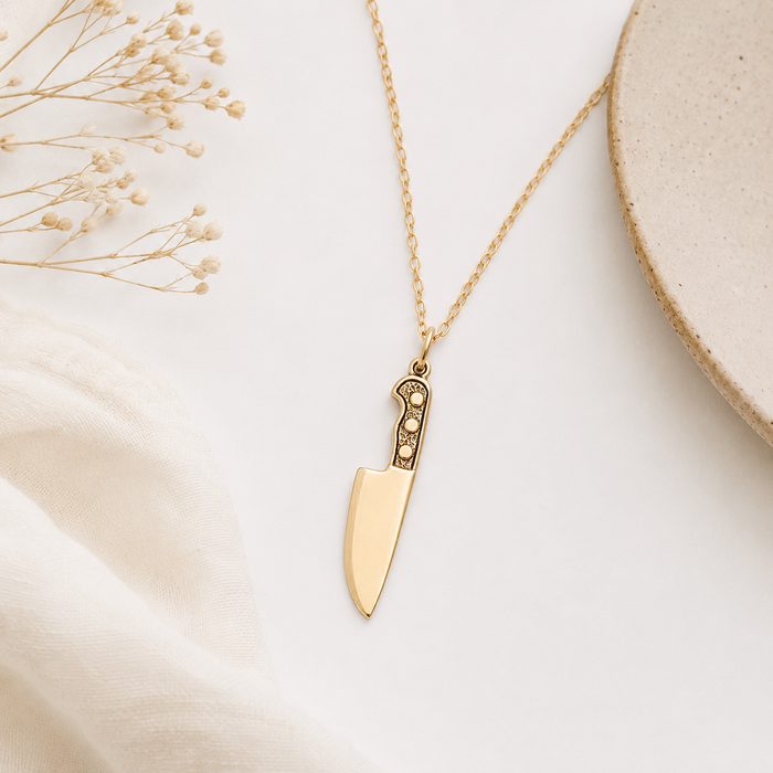 Gold Knife Charm Necklace