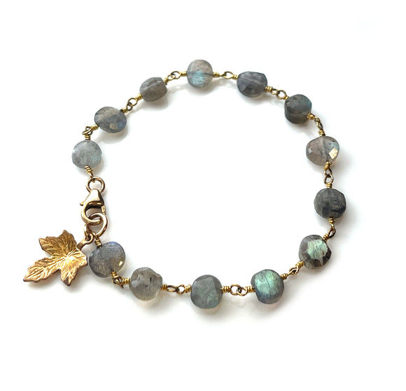 Labradorite Gold Leaf Bracelet