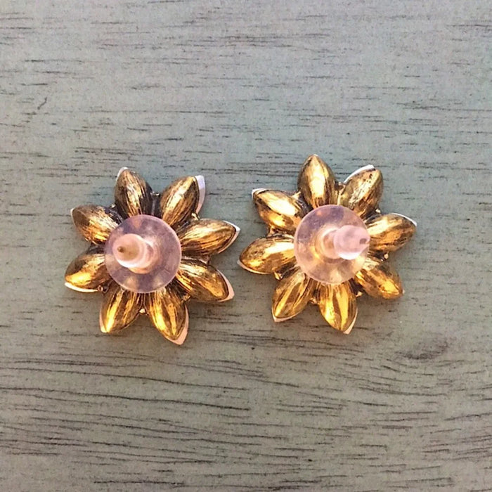 Aurora Borealis Crystal Daisy Statement Earrings