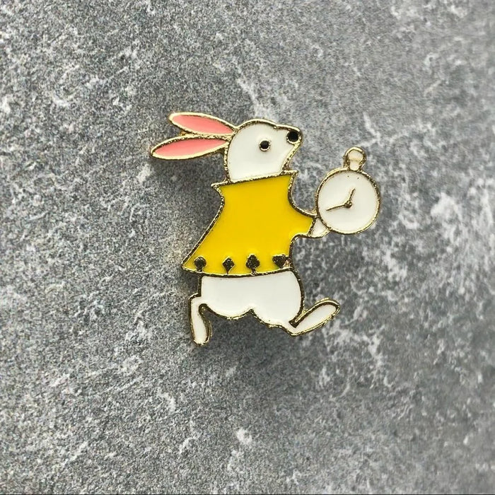White Rabbit Pocket Watch Enamel Pin