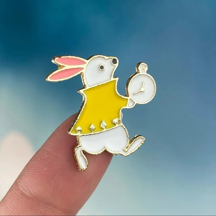 White Rabbit Pocket Watch Enamel Pin