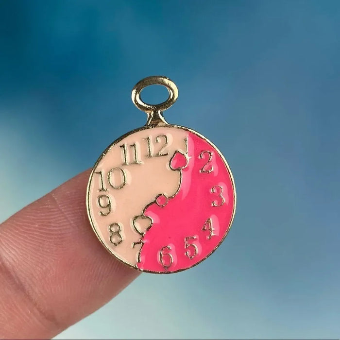 Pink Clock Enamel Lapel Pin