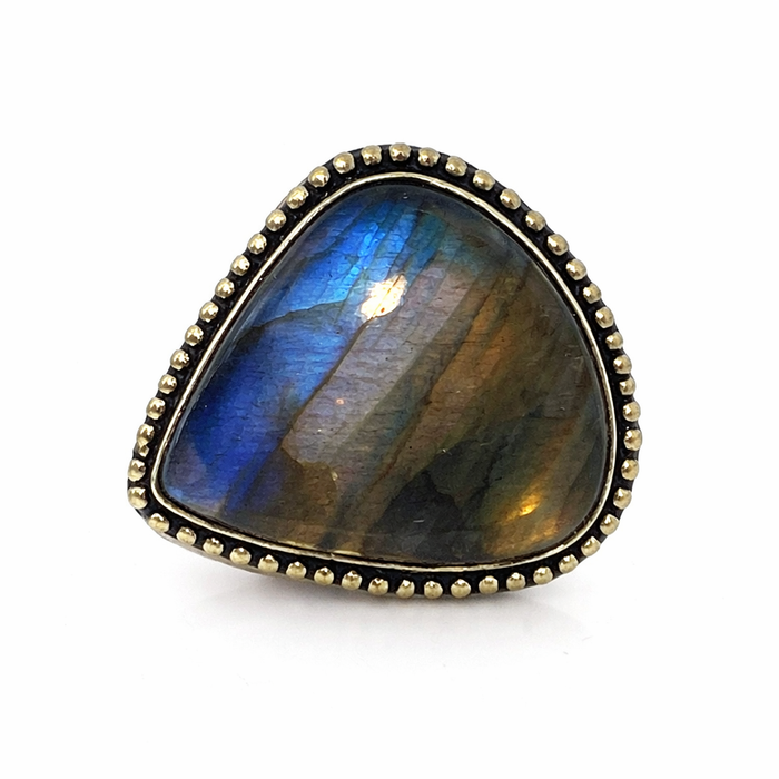 One of a Kind Labradorite Statement Ring – Sterling Silver, Size 9
