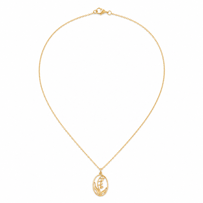 Lily of the Valley Necklace | Bronze Floral Pendant on Gold Filled Chain