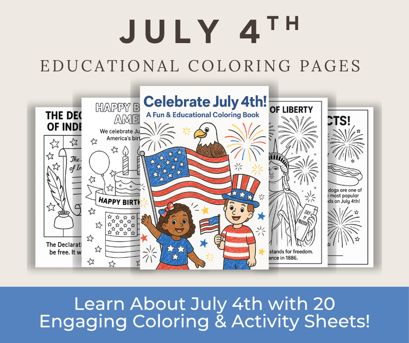 July 4th Educational Coloring & Activity Book for Kids