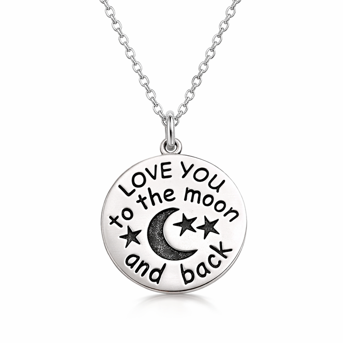 Love You to the Moon and Back Necklace - 925 Sterling Silver Jewelry