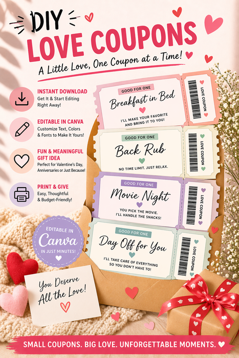 DIY Love Coupons – Editable Canva Template (Instant Digital Download)