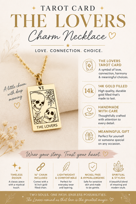 The Lovers Tarot Card Necklace – 14k Gold Filled