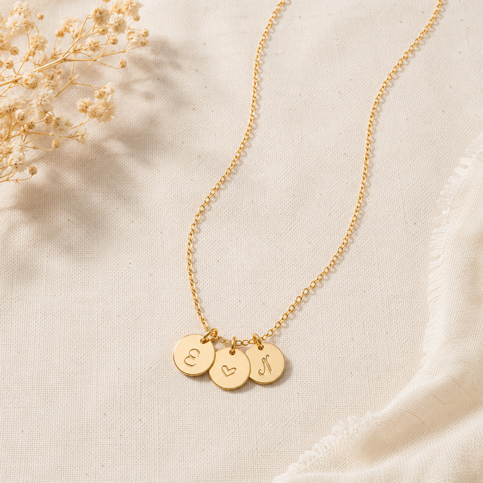 Lovers Initial Disc Necklace - 14k Gold Filled