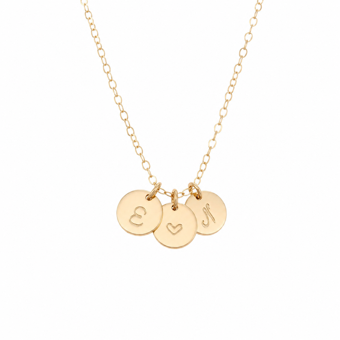 Lovers Initial Disc Necklace - 14k Gold Filled