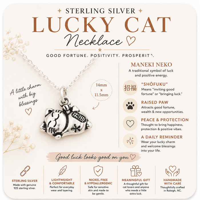 Sterling Silver Lucky Cat Necklace