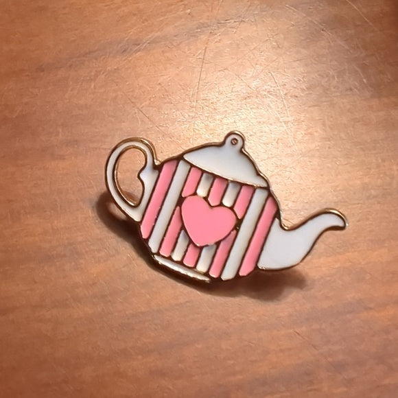 Pink Heart Teapot Enamel Pin