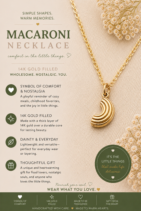 Macaroni Noodle Gold Filled Necklace