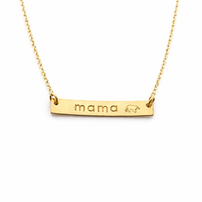 Mama Bear Necklace – One-of-a-Kind Hand Stamped Gold Filled Bar Necklace