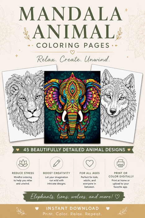 45 Mandala Animal Coloring Pages