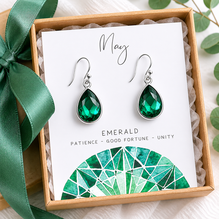 May Birthstone Earrings - Crystal Teardrop Earrings
