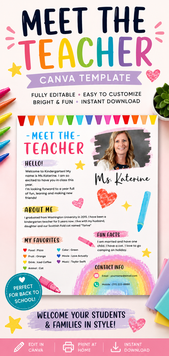 Meet the Teacher Template | Editable Canva Welcome Letter