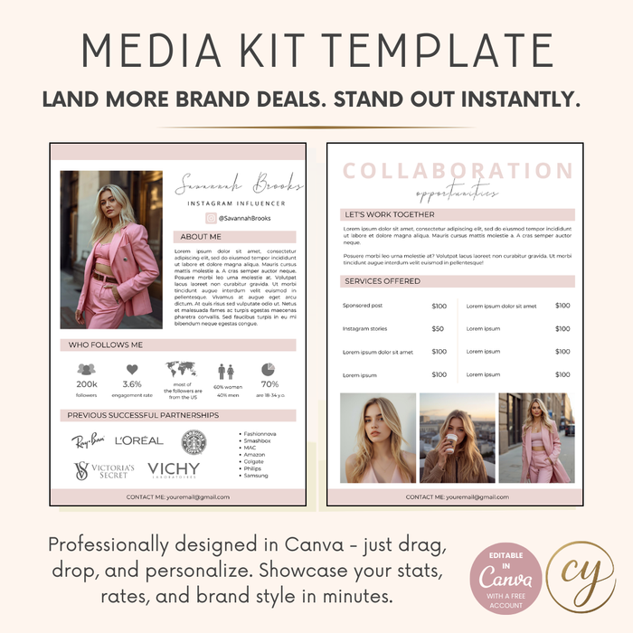 Influencer Media Kit Canva Template – Instant Download