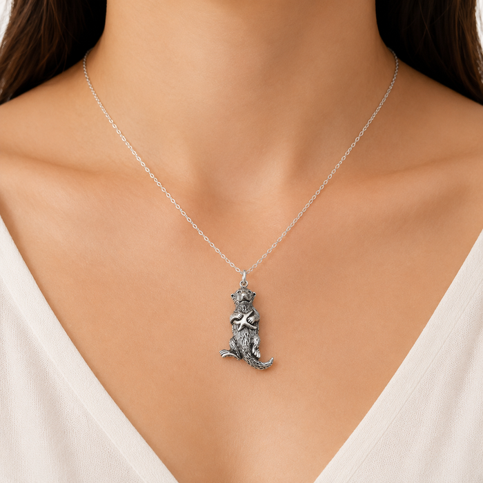 Sterling Silver Sea Otter Necklace | 18" Chain