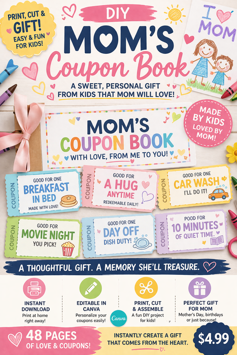 DIY Mom's Coupon Book – Printable Gift from Kids